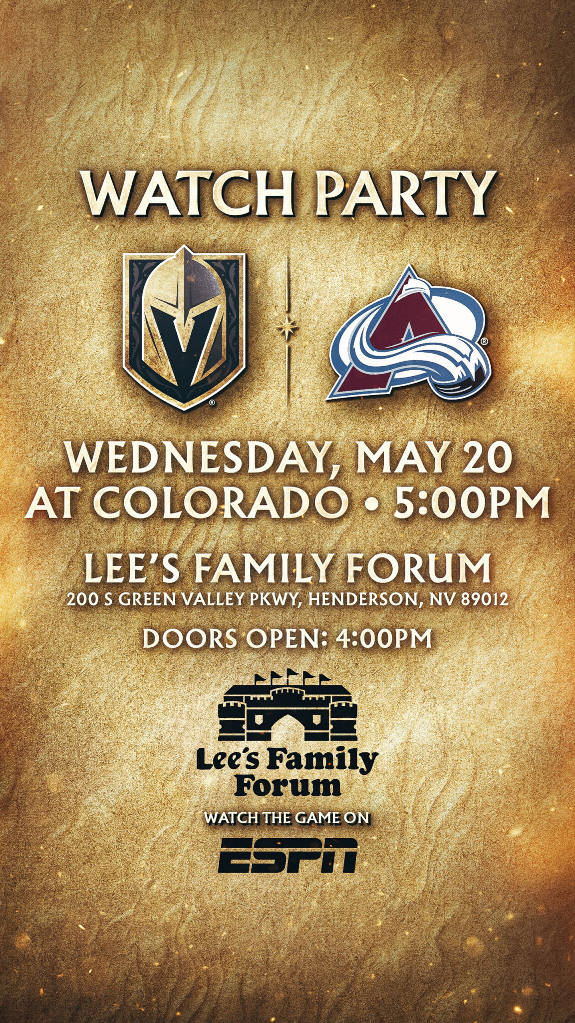 Golden Knights vs Avalanche Watch Party