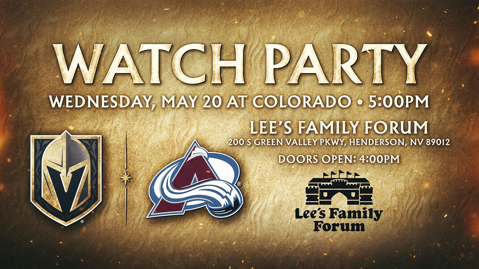Golden Knights vs Avalanche Watch Party